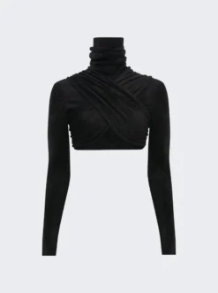 ALAIA Draped Blouse Black -Artemides shop 01 457 2