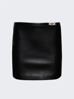 Versace Leather Mini Skirt Black