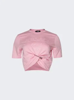 Versace Milano Stamp Crop T-shirt Pale Pink