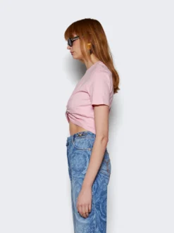 Versace Milano Stamp Crop T-shirt Pale Pink -Artemides shop 1013606 1A10140 28471 04 1