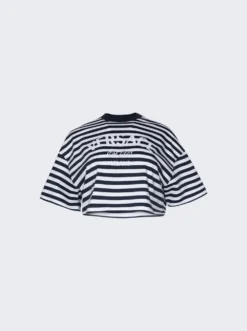 Versace Lancora Crop T-shirt White And Navy