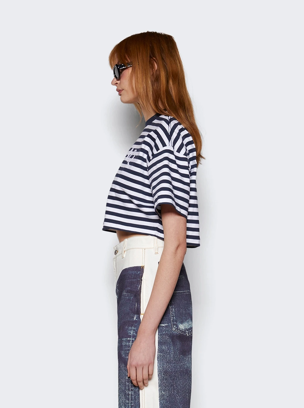 Versace Lancora Crop T-shirt White And Navy 4 Versace Lancora Crop T-shirt White And Navy - Image 4