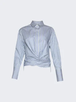 Victoria Beckham Wrap Front Blouse Chamomile And Oxford Blue