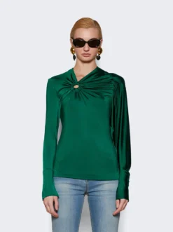 Victoria Beckham Gathered Circle Detail Top Viridian -Artemides shop 1124WTP005201A 48655 03 1