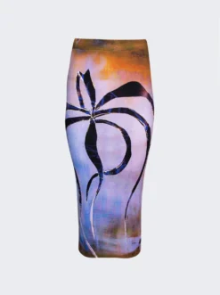 Ribbed Midi Skirt Multicolor