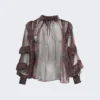 Etro Ruffled Paisley Silk Blouse Multicolor