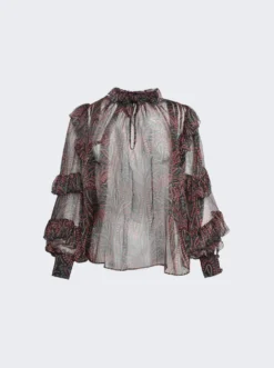 Etro Ruffled Paisley Silk Blouse Multicolor