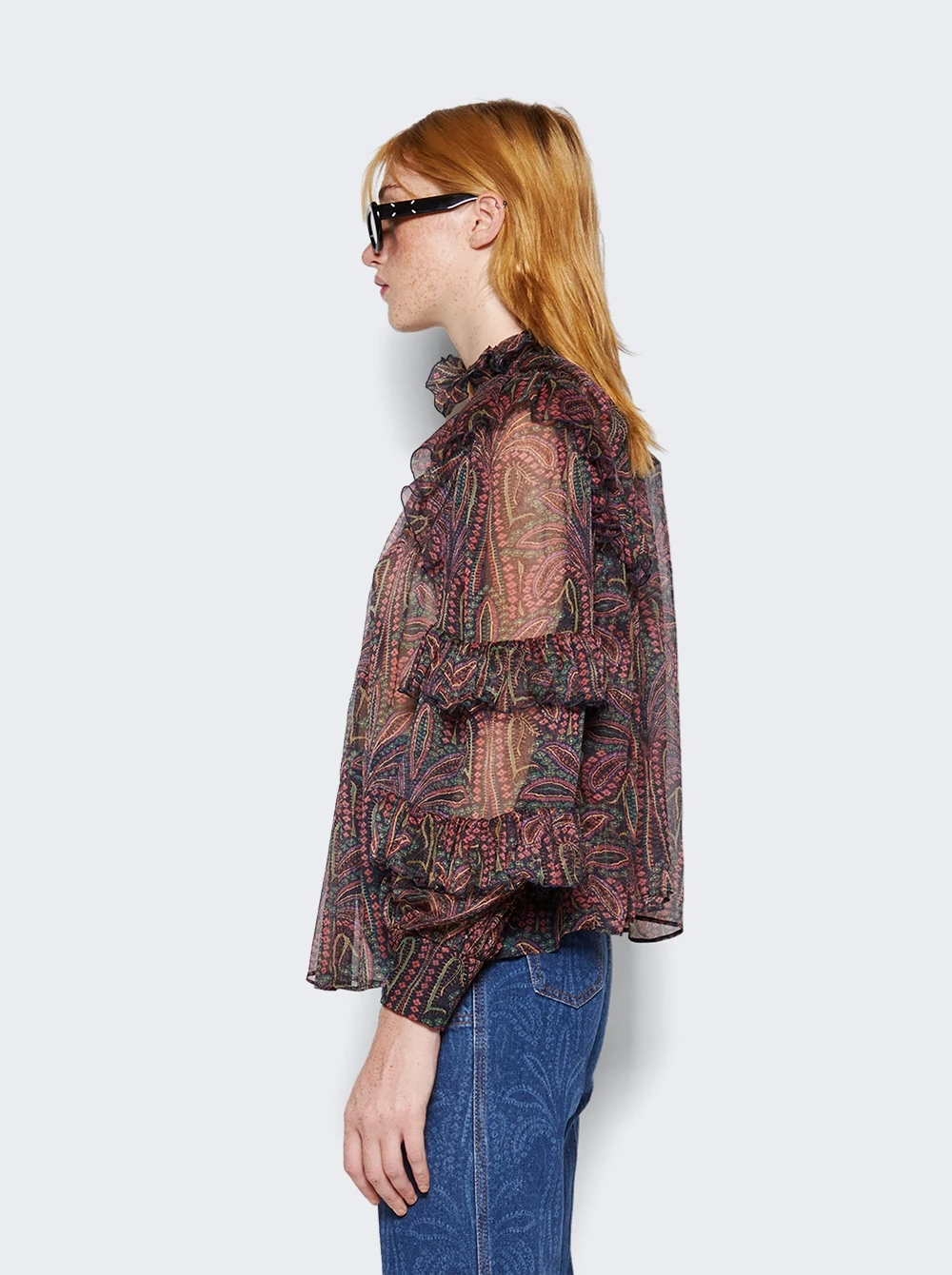 Etro Ruffled Paisley Silk Blouse Multicolor 4 Etro Ruffled Paisley Silk Blouse Multicolor - Image 4