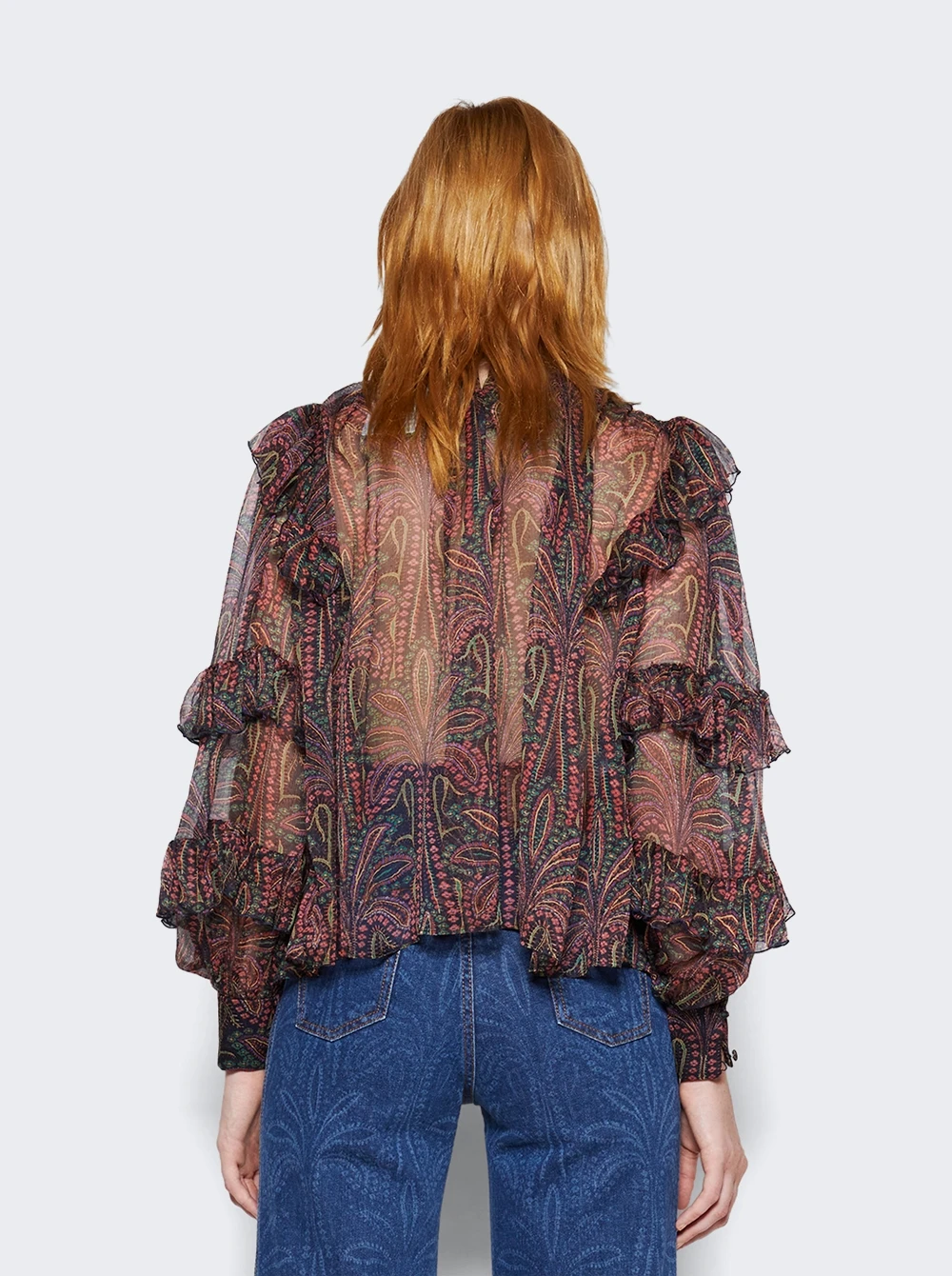Etro Ruffled Paisley Silk Blouse Multicolor 5 Etro Ruffled Paisley Silk Blouse Multicolor - Image 5