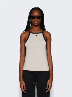 COURREGES Buckle Contrast Tank Top Lime Stone -Artemides shop 124JDE067JS0070 Lime Stone 03