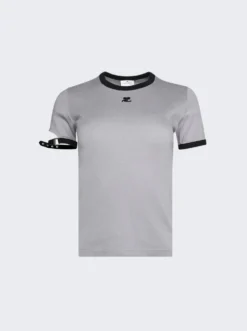 COURREGES Buckle Contrast T-shirt Smocked Grey