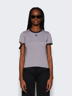 COURREGES Buckle Contrast T-shirt Smocked Grey -Artemides shop 124JTS117JS0070 Smocked Grey 03