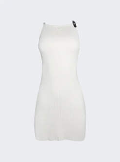 COURREGES Neckline Rib Knit Dress Lime Stone