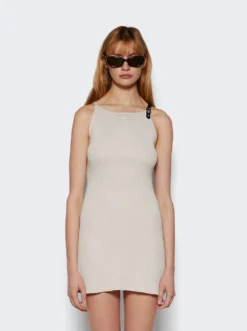 COURREGES Neckline Rib Knit Dress Lime Stone -Artemides shop 124MRO328FI0001 Lime Stone 03