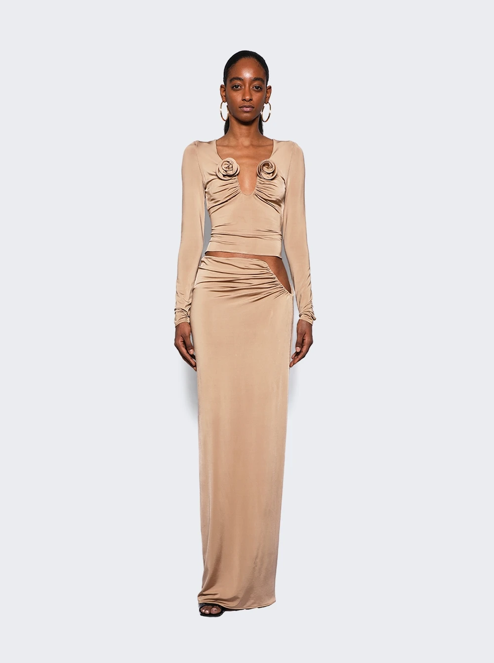 Magda Butrym Floral Applique Blouse Beige 2 Magda Butrym Floral Applique Blouse Beige - Image 2