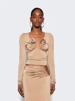 Magda Butrym Floral Applique Blouse Beige 7 Magda Butrym Floral Applique Blouse Beige -Artemides shop 157424 3813 03 1