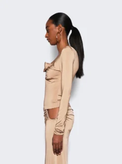 Magda Butrym Floral Applique Blouse Beige 8 Magda Butrym Floral Applique Blouse Beige -Artemides shop 157424 3813 04 1