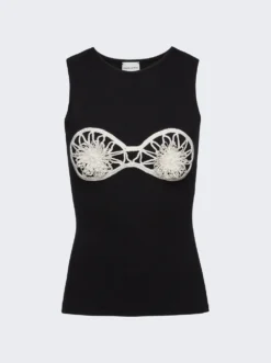 Magda Butrym Crochet Bra Tank Top Black