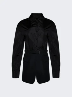Belted Shirt Blazer Black