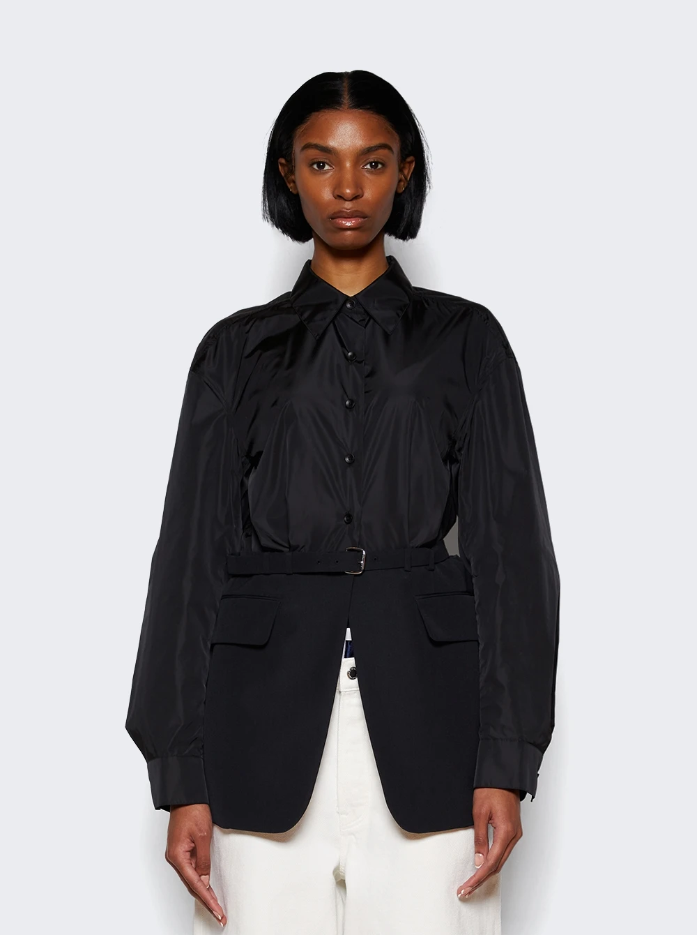 Belted Shirt Blazer Black 3 Belted Shirt Blazer Black - Image 3