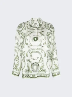 Money Print Silk Blouse Ivory And Green