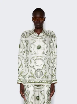 Money Print Silk Blouse Ivory And Green -Artemides shop 1WC3231831 47482 03 1