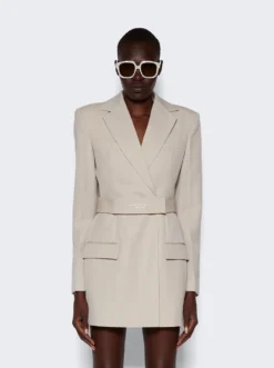 Wool Belted Blazer Dress Feather Beige -Artemides shop 1WC3236580 47479 03 1