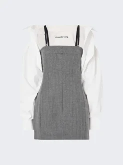 Tailored Minidress With Bolero Shirt Black And Grey