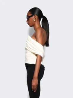 Magda Butrym V Neck Wrap Blouse Cream -Artemides shop 201424 29884 04 1