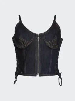 Jean Paul Gaultier Flowers Corset Top Indigo -Artemides shop 2022 08 24 flats v0824