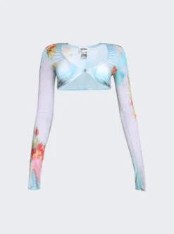 Jean Paul Gaultier Flowers Printed Body Crop Top Blue -Artemides shop 2022 08 24 flats v0892