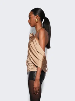 Magda Butrym Flower Applique Wrap Blouse Beige -Artemides shop 211424 3813 04 1