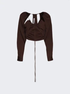 Ruched Floating Long Sleeve Top Blue