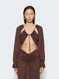 Ruched Floating Long Sleeve Top Blue -Artemides shop 22041085 1740 03 1