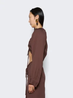 Ruched Floating Long Sleeve Top Blue -Artemides shop 22041085 1740 04 1