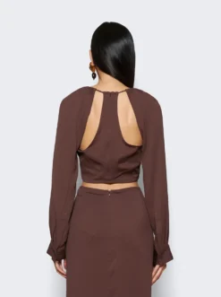 Ruched Floating Long Sleeve Top Blue -Artemides shop 22041085 1740 05 1