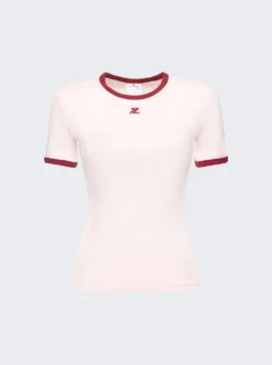 COURREGES Bumpy Contrast T-Shirt Powder Pink