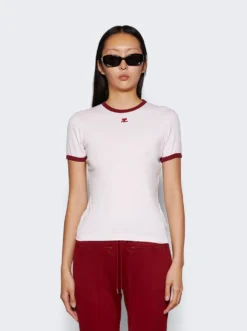 COURREGES Bumpy Contrast T-Shirt Powder Pink -Artemides shop 223JTS017JS0070 03 1