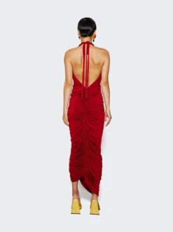 Magda Butrym Ruched Halter Midi Dress Red -Artemides shop 226723 2638 05 1