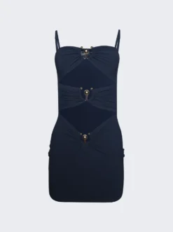 Pierced Orbit Mini Dress Navy