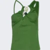 Folia Float Buckle Asymmetric Tank Top Stem Green