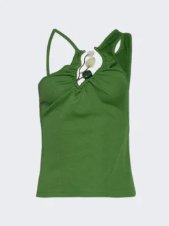 Folia Float Buckle Asymmetric Tank Top Stem Green