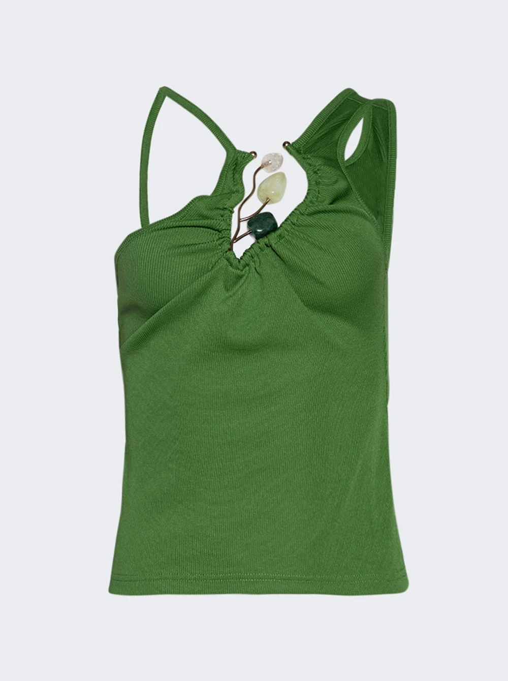 Folia Float Buckle Asymmetric Tank Top Stem Green 1 Folia Float Buckle Asymmetric Tank Top Stem Green