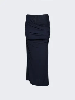 Wrapped Denim Column Skirt Blue