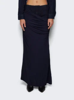 Wrapped Denim Column Skirt Blue -Artemides shop 23044221 1740 03 1
