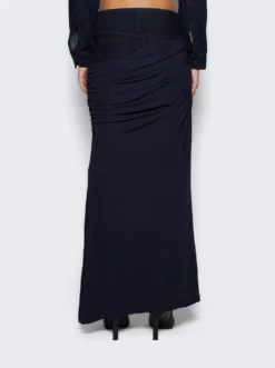 Wrapped Denim Column Skirt Blue -Artemides shop 23044221 1740 05 1