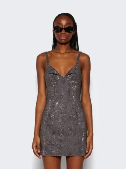 Area Crystal Embellished Mini Dress Charcoal -Artemides shop 230HD45184 28463 03 1