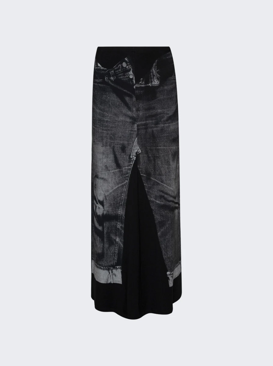 Jean Paul Gaultier Trompe L'oeil Maxi Skirt Black And Grey 4 Jean Paul Gaultier Trompe L'oeil Maxi Skirt Black And Grey - Image 4