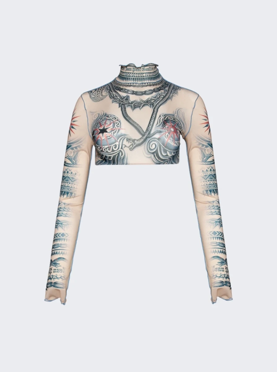 Jean Paul Gaultier Soleil Crop Top Nude And Blue 4 Jean Paul Gaultier Soleil Crop Top Nude And Blue - Image 4