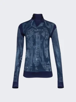 Jean Paul Gaultier L'oeil Long Sleeve Top Navy Blue -Artemides shop 2315 u to103 j530 5950 01